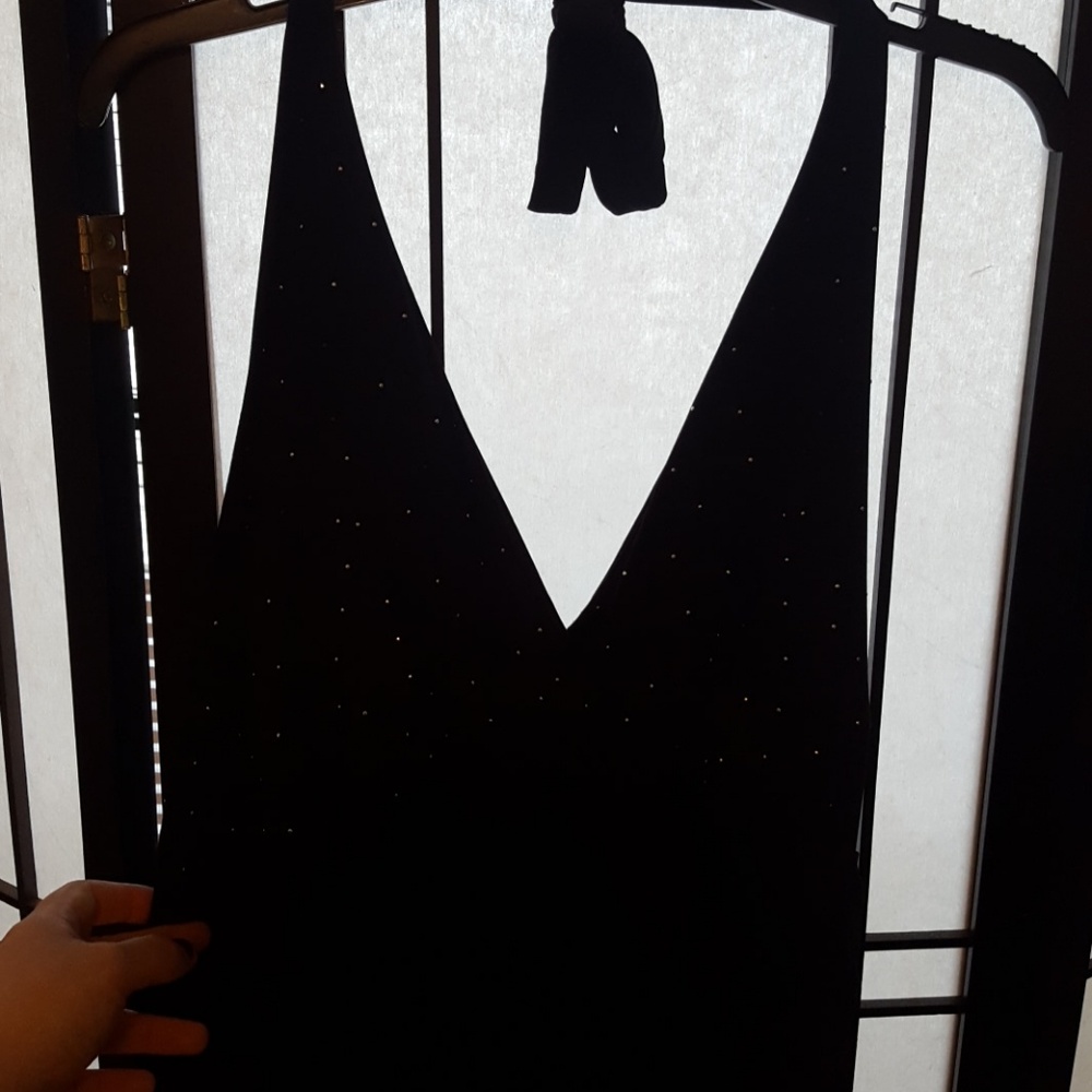 Black Sequined Highlow Cocktail Dress